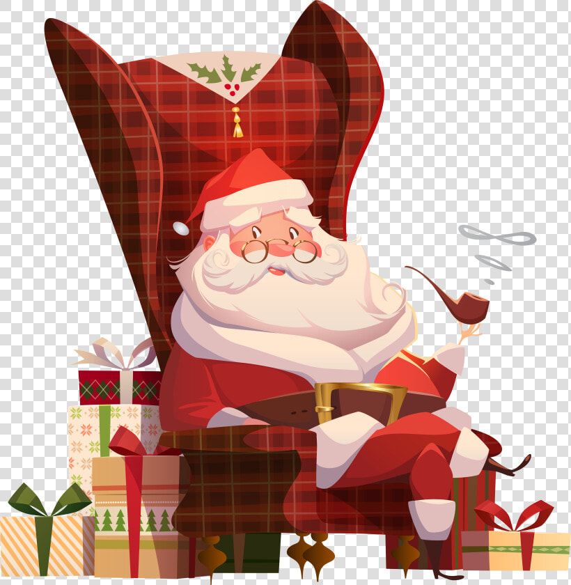 Santa In Chair Clipart Jpg Royalty Free Santa Claus   Santa Claus Sitting In A Chair Painting  HD Png DownloadTransparent PNG