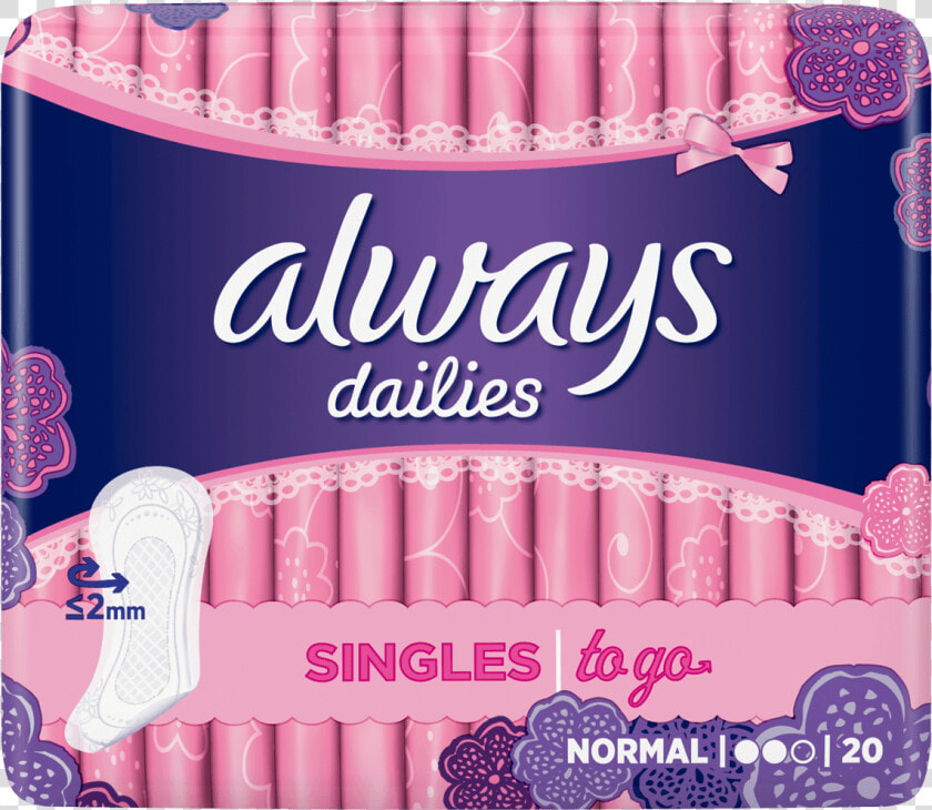 Always Dailies Singles To Go Pantyliners   Always Dailies Singles To Go  HD Png DownloadTransparent PNG