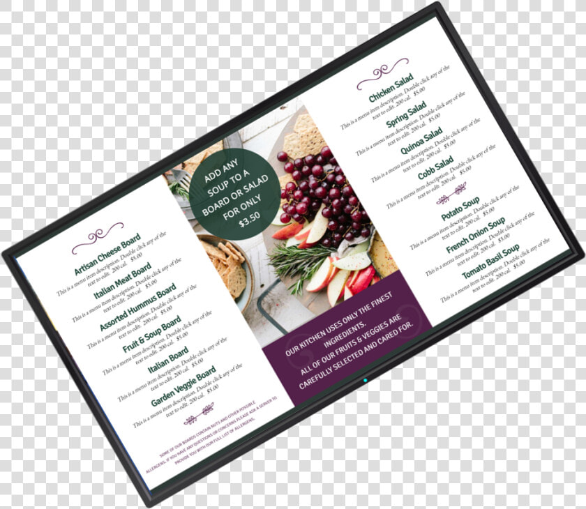 Menu Board Digital Signage Template   Brochure  HD Png DownloadTransparent PNG