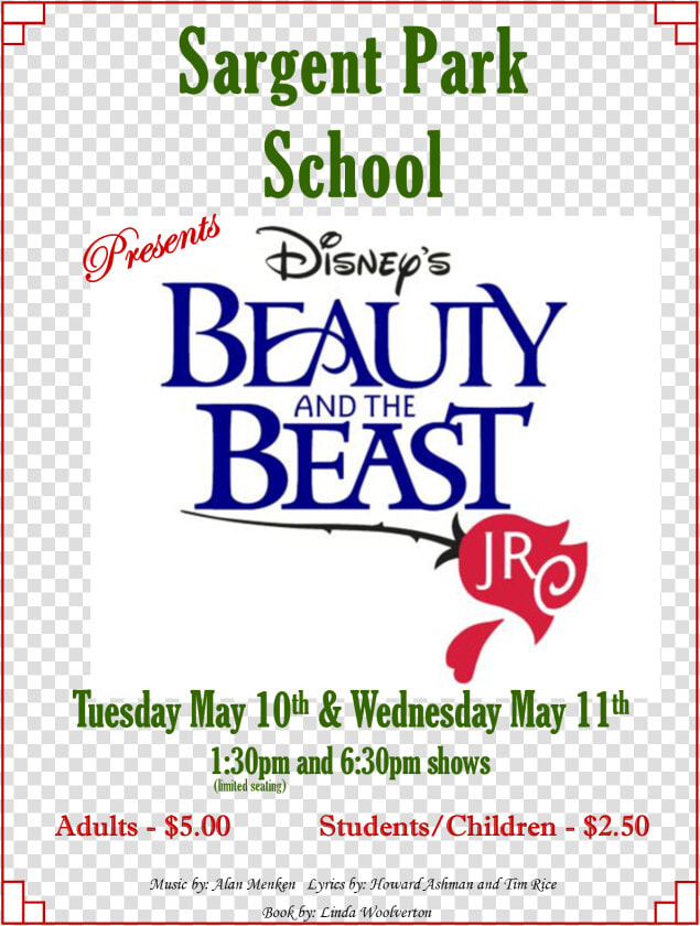 Sargent Park Will Be Presenting The Musical Beauty   Beauty And The Beast Jr  HD Png DownloadTransparent PNG