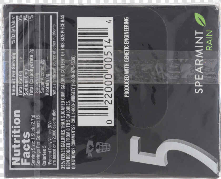 Spearmint Rain 5 Gum Nutrition Facts  HD Png DownloadTransparent PNG