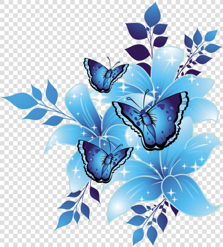 Blue Flower Border Png   Png Download   Flower Blue Background Design  Transparent PngTransparent PNG