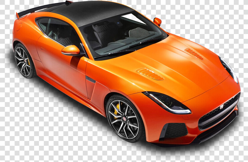 Orange Jaguar F Type Svr Coupe Top View Car Png Image   Jaguar F Type Svr Hood  Transparent PngTransparent PNG