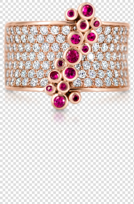 Saddle Mini Ring With Diamonds And Rubies   Pearl  HD Png DownloadTransparent PNG