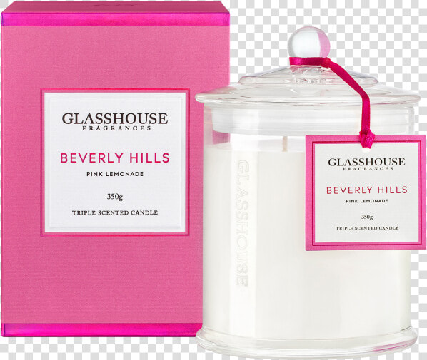 Beverly Hills Pink Lemonade Triple Scented Candle By   Pink Lemonade Glasshouse Candle  HD Png DownloadTransparent PNG