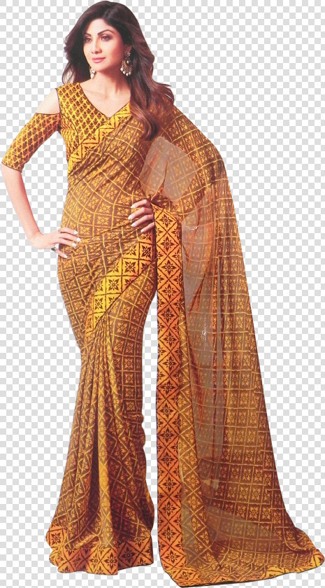 Shilpa Shetty Saree Green   Png Download   Shilpa Shetty In Yellow Dress  Transparent PngTransparent PNG