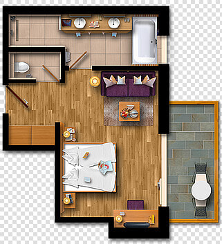 Double Room With Balcony   Floor Plan  HD Png DownloadTransparent PNG