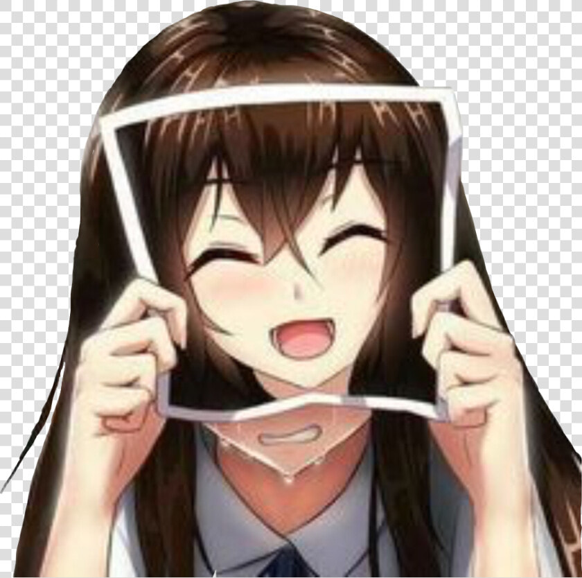  smile  mask  photo  hiding  crying  sad  sadness  anime   Anime Girl Sad Smile  HD Png DownloadTransparent PNG