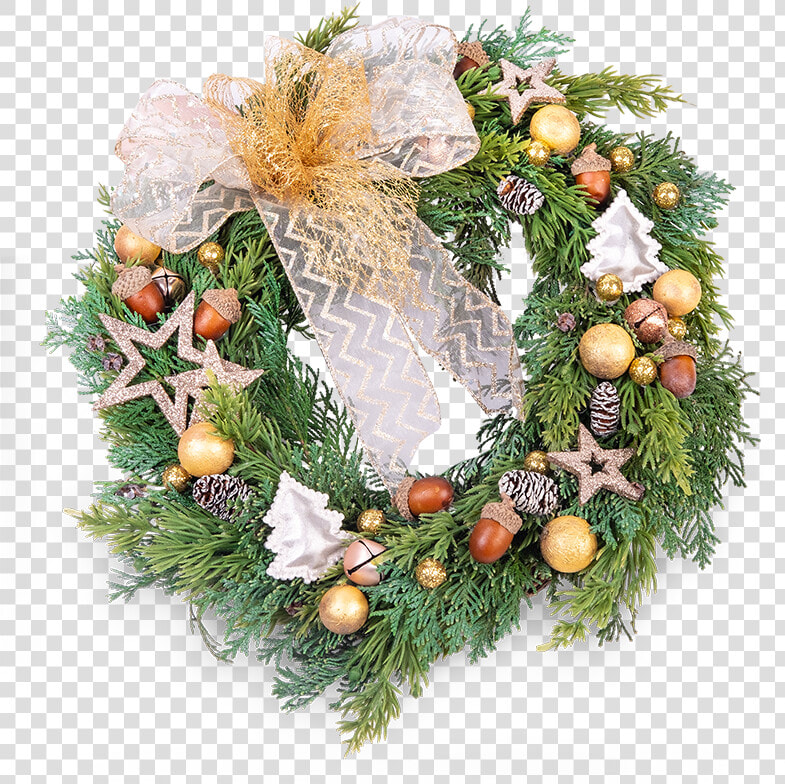 Gold Christmas Wreath   Wreath  HD Png DownloadTransparent PNG