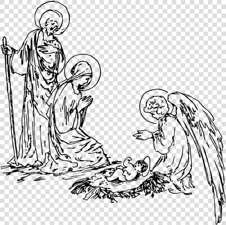 Nativity Scene Nativity Of Jesus Clip Art Christmas   Nativity Black And White  HD Png DownloadTransparent PNG