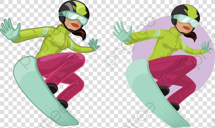 Skier  Cartoon  Skiing  Play Png Transparent Image   Snowboarding African American Girl  Png DownloadTransparent PNG