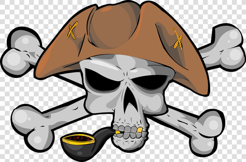 Pirate  Skull  Bone  Hat  Tobacco  Tube  Jolly Roger   Free Cartoon Pirates Clipart  HD Png DownloadTransparent PNG