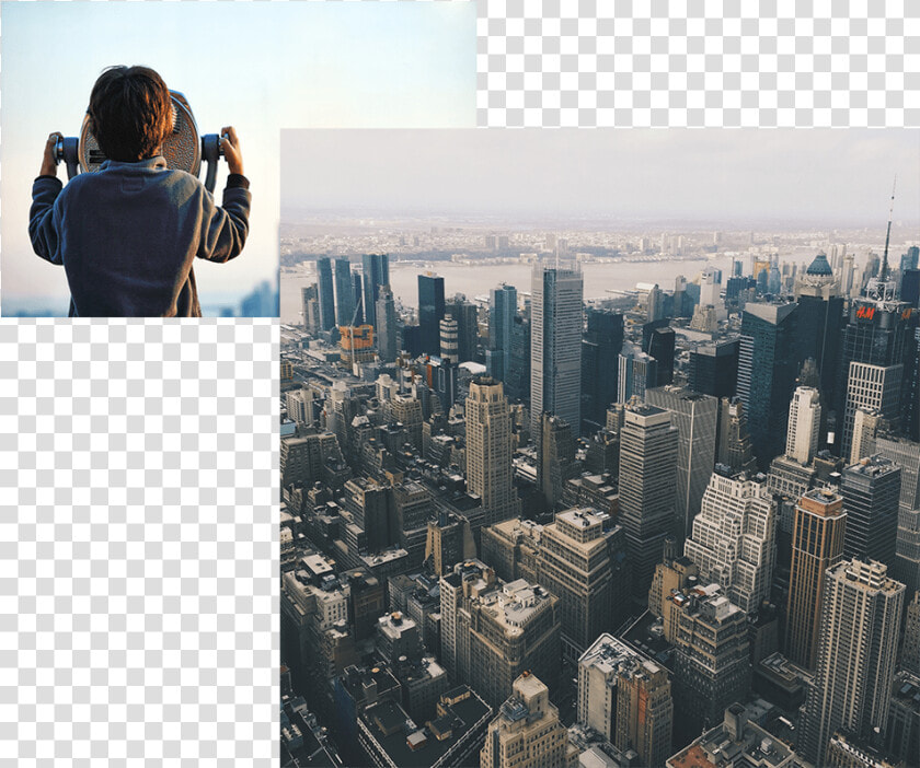 New York Skyline And Boy Looking Out To Nyc   New York City  HD Png DownloadTransparent PNG