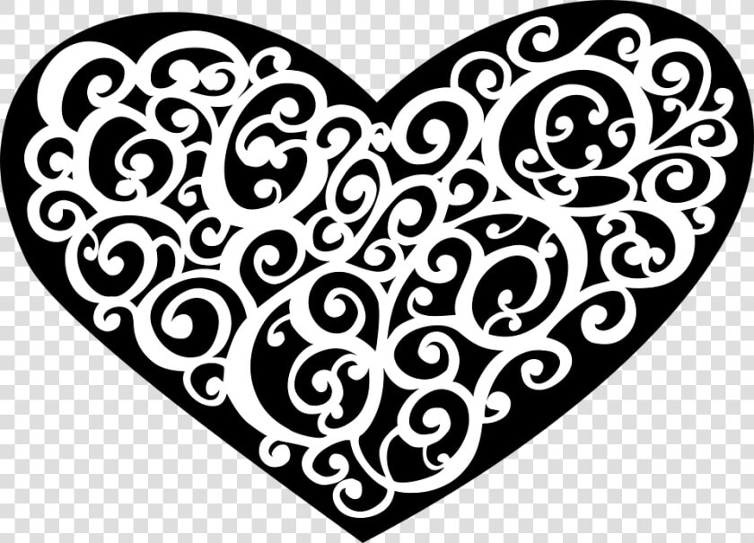 Abstract  Art  Black  Decorative  Heart   Black And White Swirly Hearts  HD Png DownloadTransparent PNG