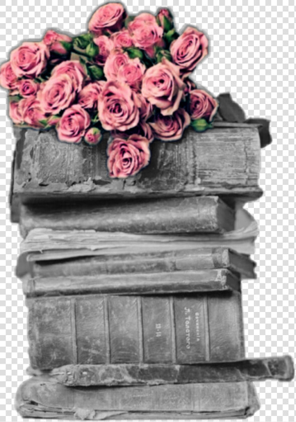 Transparent Flowers Vintage Png   Vintage Books And Flowers  Png DownloadTransparent PNG