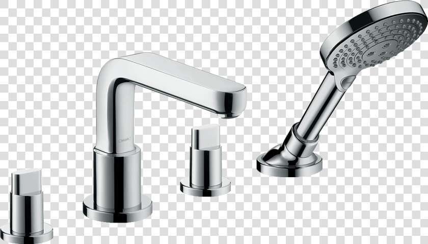 4 hole Rim Mounted Bath Mixer With Spout   Hansgrohe 3 Hole Bath Mixer  HD Png DownloadTransparent PNG