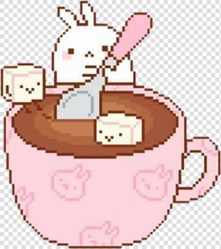  cute  cup  coffee  coffeecup  cupofcoffee  rabbit   Cute Coffee Pixel Art  HD Png DownloadTransparent PNG