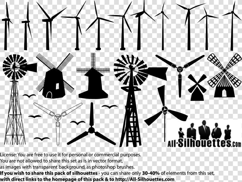 Windmill Silhouette Drawing Clip Art   Windmill Silhouette Free Vectors  HD Png DownloadTransparent PNG