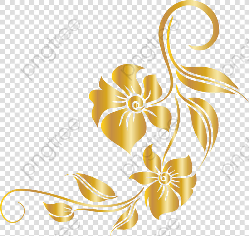 Luxury Golden Flower   Golden Corner Design Png  Transparent PngTransparent PNG