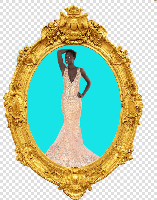 Beautifl Black Model In A Gold Frame   Gold Arch Design Png  Transparent PngTransparent PNG