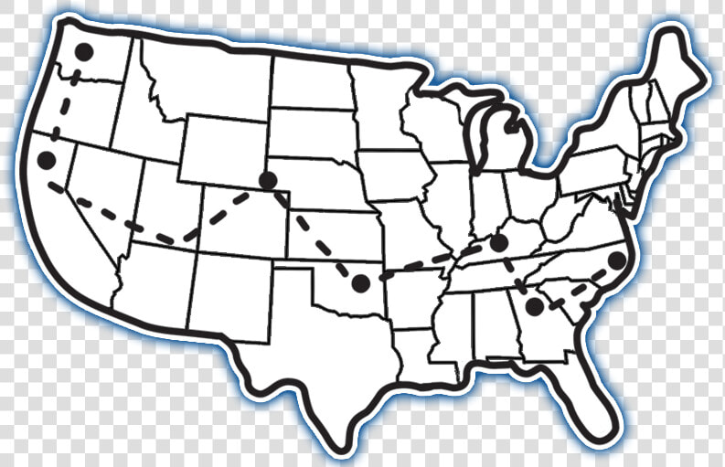 Map Of Tour   Usa Map Outline  HD Png DownloadTransparent PNG