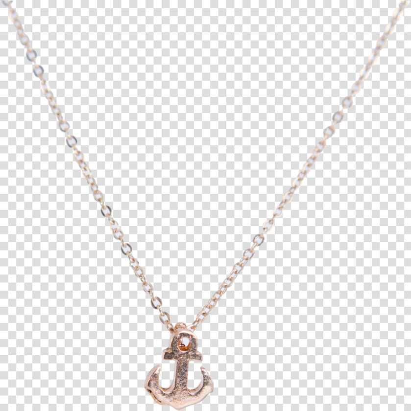 Simple Gold Necklace With Anchor Charm  HD Png DownloadTransparent PNG