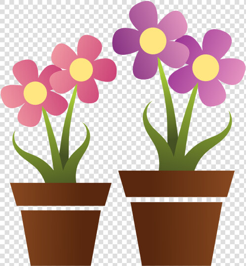 Free Pair Of Flower In A Pot Clip Art   Transparent Background Potted Plants Clipart  HD Png DownloadTransparent PNG