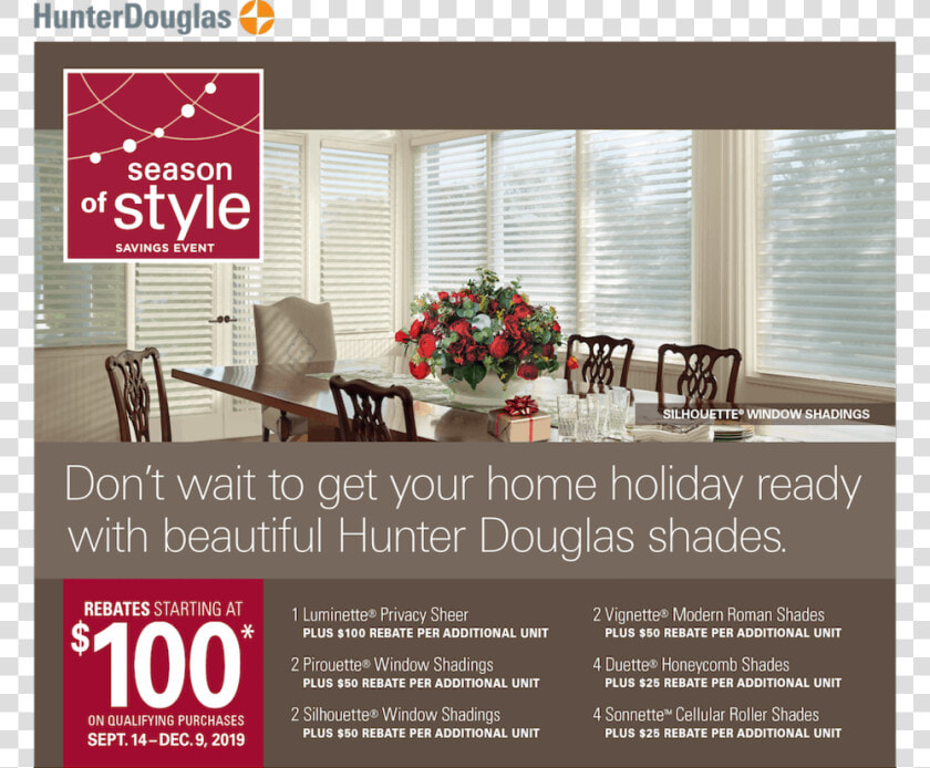 Q4 Season Of Style Savings Event 1022   Hunter Douglas Season Of Style 2019  HD Png DownloadTransparent PNG