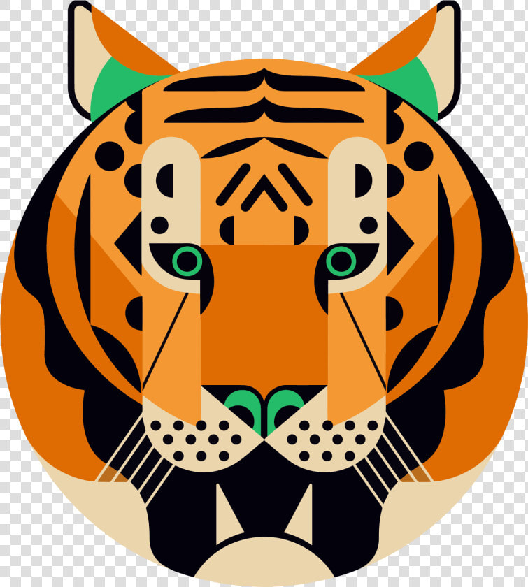 Tiger Logo 5 Head   Owen Davey Illustration Animals  HD Png DownloadTransparent PNG