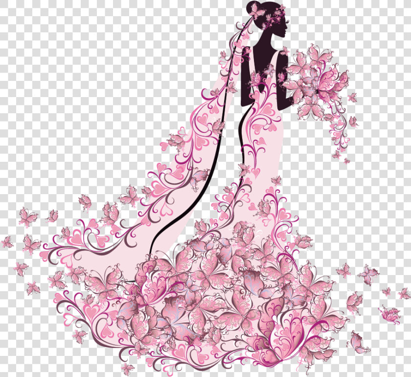 Pink Butterfly Bride   Transparent Background Bride Clipart  HD Png DownloadTransparent PNG