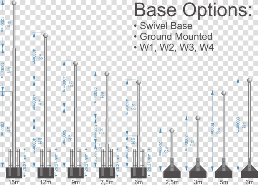 8m Stainless Steel Flag Pole Technical Drawing   Flag Pole Sizes South Africa  HD Png DownloadTransparent PNG