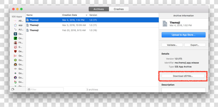 Download Dsym Symbolication Files Using The Xcode Organizer   Download Dysm File Itunes Connect Test Flight  HD Png DownloadTransparent PNG