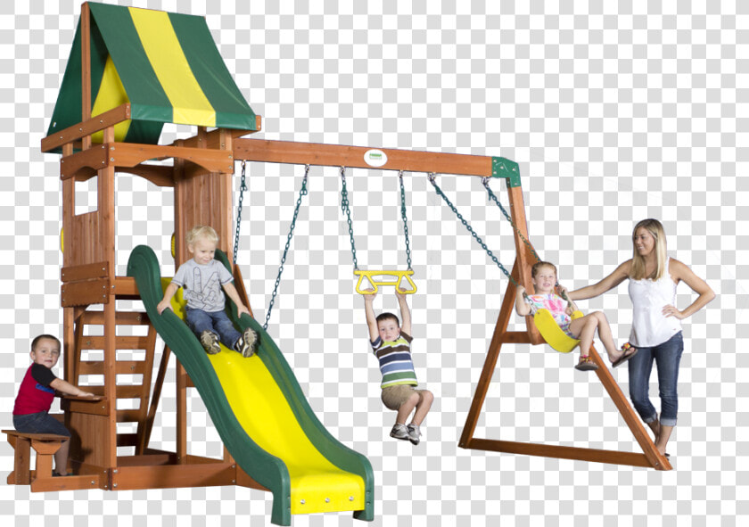 Backyard Discovery Swing Set Instructions   Casitas De Madera Con Columpios Y Resbaladilla  HD Png DownloadTransparent PNG