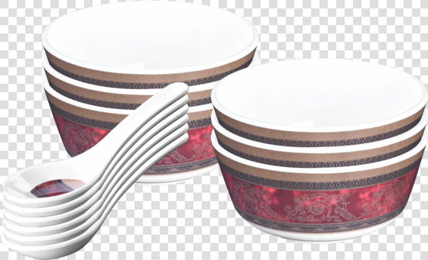 12 Pc Rnd Gold Soup Bowl W spoon Set   Ceramic  HD Png DownloadTransparent PNG