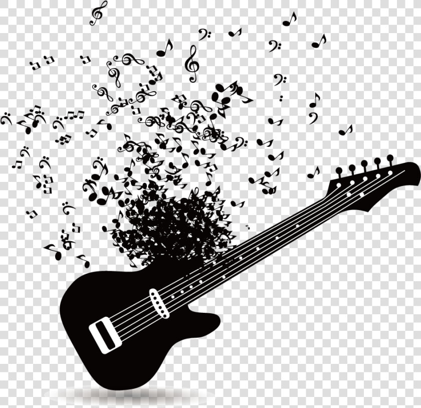 Guitar Vector Creative Free Transparent Image Hd Clipart   Guitar With Music Notes  HD Png DownloadTransparent PNG