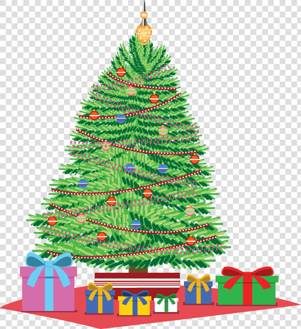 Christmas Tree With Presents Clipart   Png Download   Christmas Tree Drawing In Gift  Transparent PngTransparent PNG