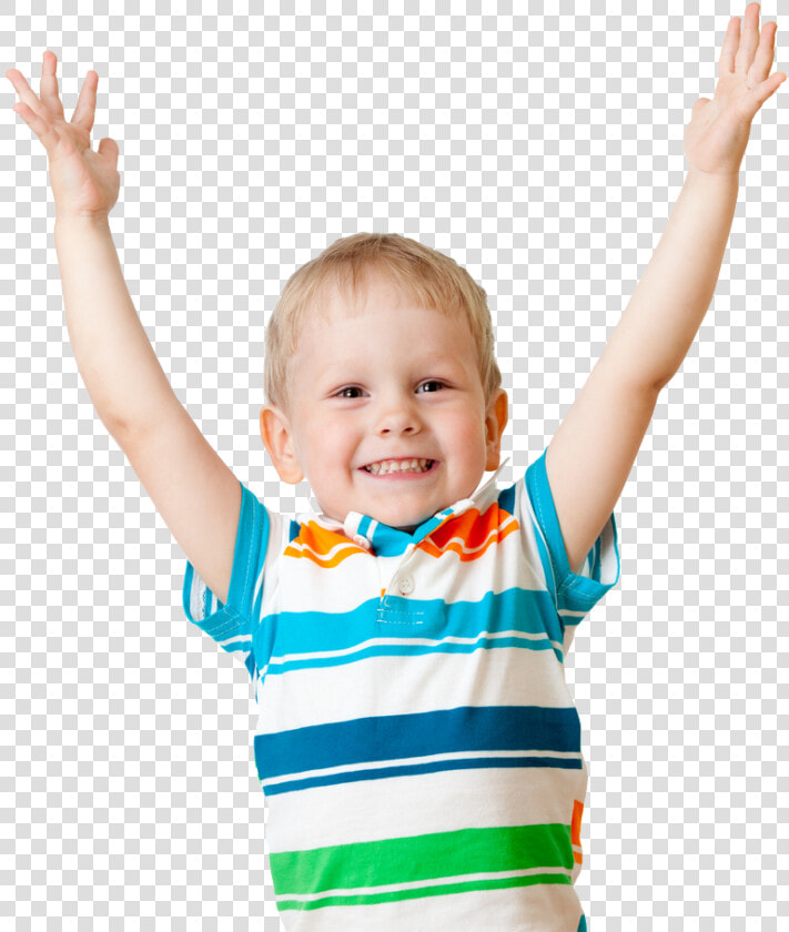 A Cheerful Young Boy In A Striped Shirt With His Hands   Child Stock Photo Png  Transparent PngTransparent PNG