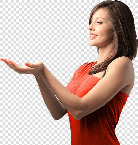 Urma 3d Muestra Rojo Color Sexy Mujer Hot Bien Sostener   Woman Holding Out Hands  HD Png DownloadTransparent PNG