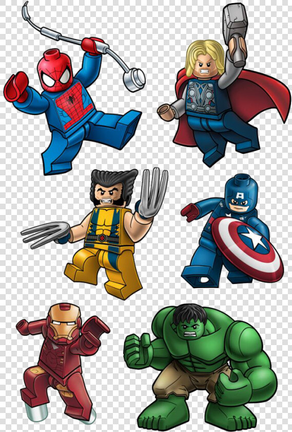 Spiderman Thor Wolverine Ironman Hulk Captainamerica   Super Heroes Lego  HD Png DownloadTransparent PNG