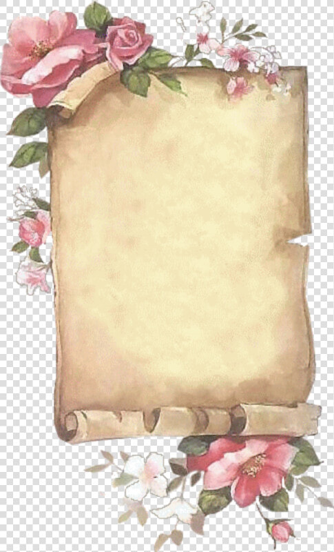 Pergaminho Com Flores   Png Download   Pergamino Con Rosas  Transparent PngTransparent PNG