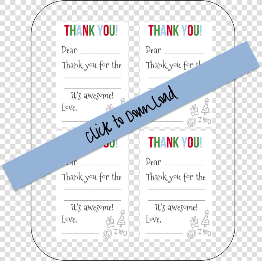 Printable Fill In The Blank Thank You Notes   Printable Christmas Free Printable Thank You Cards  HD Png DownloadTransparent PNG