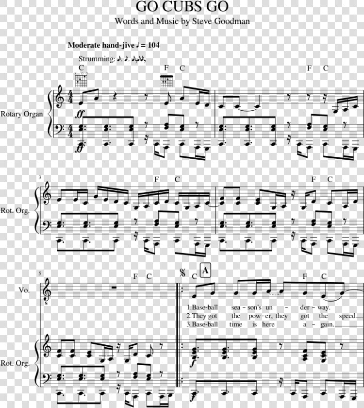 Go Cubs Go Src Https   Sheet Music  HD Png DownloadTransparent PNG