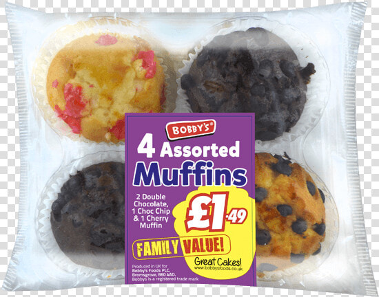 4 Assorted Muffins   Chocolate Chip Cookie  HD Png DownloadTransparent PNG