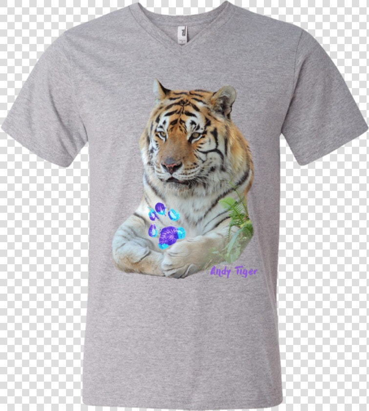 Andy Tiger Paw Print Men S Printed V neck T   T shirt  HD Png DownloadTransparent PNG