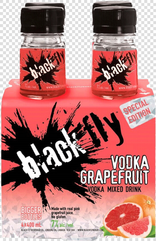 Black Fly Vodka Grapefruit Mixed Drink 4 X 400 Ml   Black Fly Vodka Grapefruit  HD Png DownloadTransparent PNG