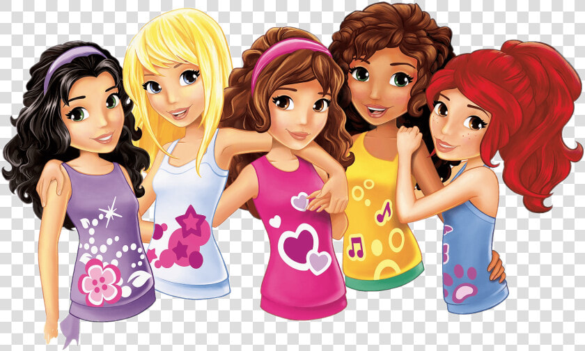 Lego Friends Portraits   Cartoon Five Girl Friends  HD Png DownloadTransparent PNG