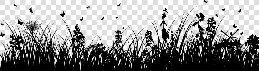 Grass Silhouette Png   Grass And Flowers Silhouette  Transparent PngTransparent PNG