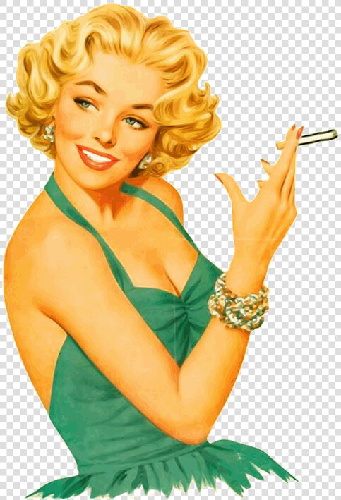 Woman  Girl  Blonde  Portrait  Female  Beauty   Pin Up Girl Smoking  HD Png DownloadTransparent PNG