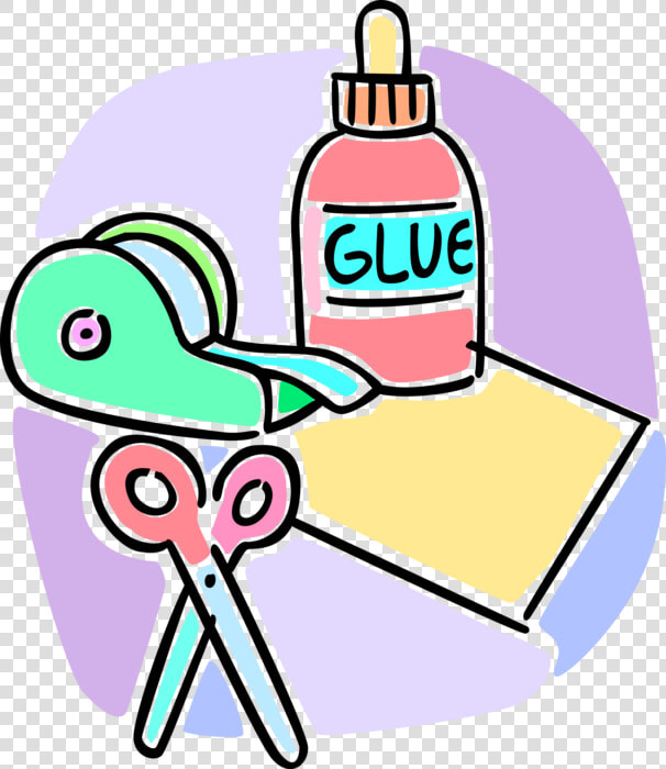 Vector Illustration Of Adhesive Tape Dispenser  Cement    Scissors And Glue Clipart  HD Png DownloadTransparent PNG