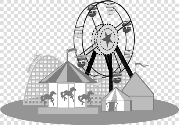 Carnival Scene Vector Illustration   Amusement Park Clipart Black And White  HD Png DownloadTransparent PNG